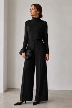 Eileen Fisher Women’s SzL Black Metallic MerinoWool Turtleneck Sweater NWT $298